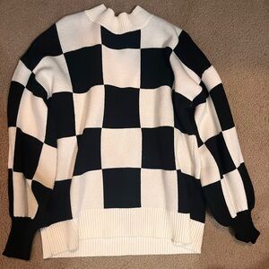 Black and White Checkered Sweater